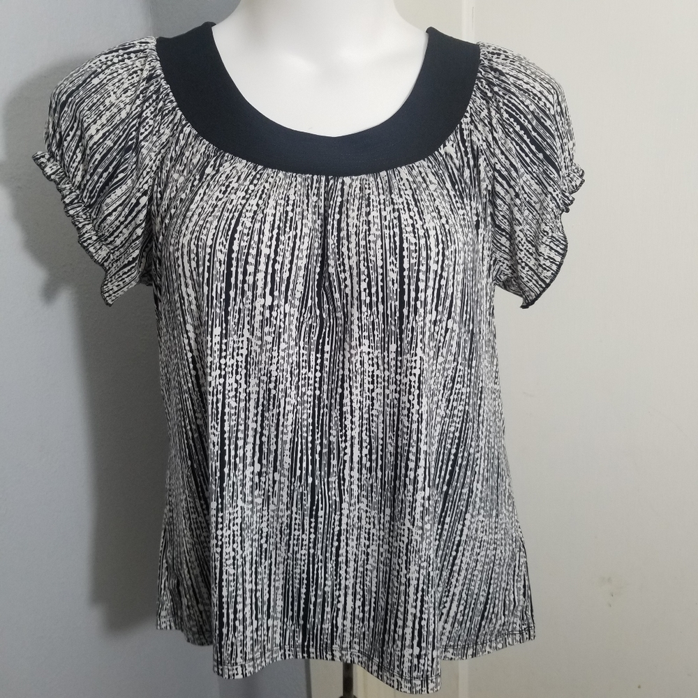 Worthington Black & White Short Sleeve Top / XL
